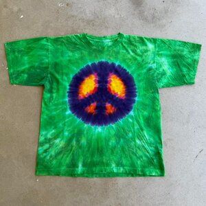 VINTAGE 90s TIE DYE PEACE SIGN SINGLE STITCH TEE